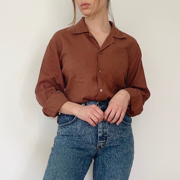 Vintage Tops - VTG TARIQ FITWELL Your Boyfriend’s Linen Button Down Shirt